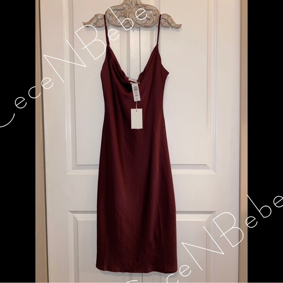 ❤️ ARITZIA Spiced Burgundy (Bordeaux Wine) - M - Only Cowl Slip - COWLNECK DRESS - Picture 10 of 16